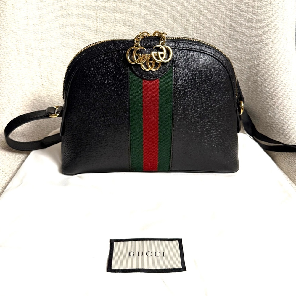 Authentic Gucci Ophedia Dome crossbody bag black leather - Picture 2 of 15